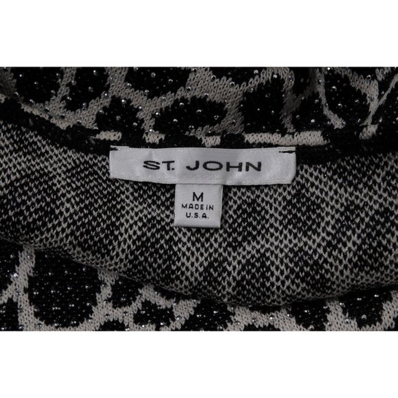 St. John Womens Leopard Print Studded T Shirt Medium Blouse Short Sleeve - Picture 7 of 7